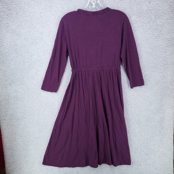 J Crew Dress Womens Medium M Long Sleeve v neck Purple - Picture 2 of 6